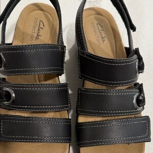 Clarks Black Leather Sandals
